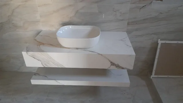 white marble porcelain and basin